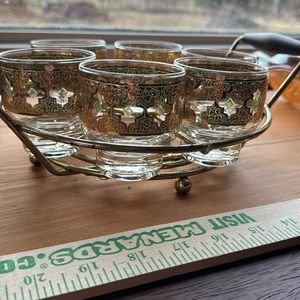 6 Mcm culver Valencia 24 k footed old fashioned cocktail glasses 1950s